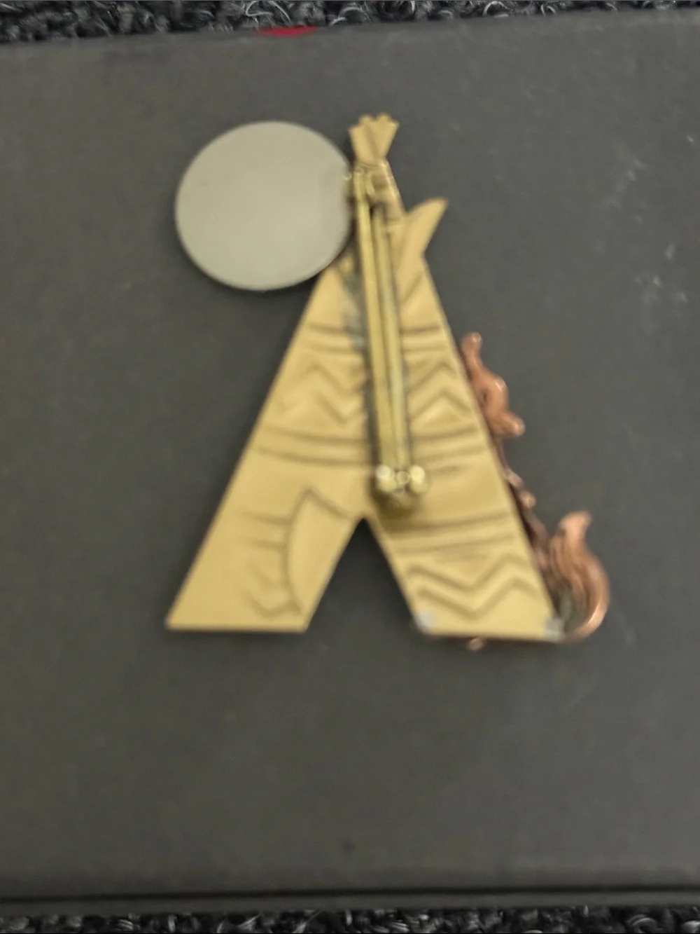 Gold & Rose Fox Teepee Brooch with Silver Moon